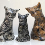 Cats, mixed media on ceramic, 2000-07.